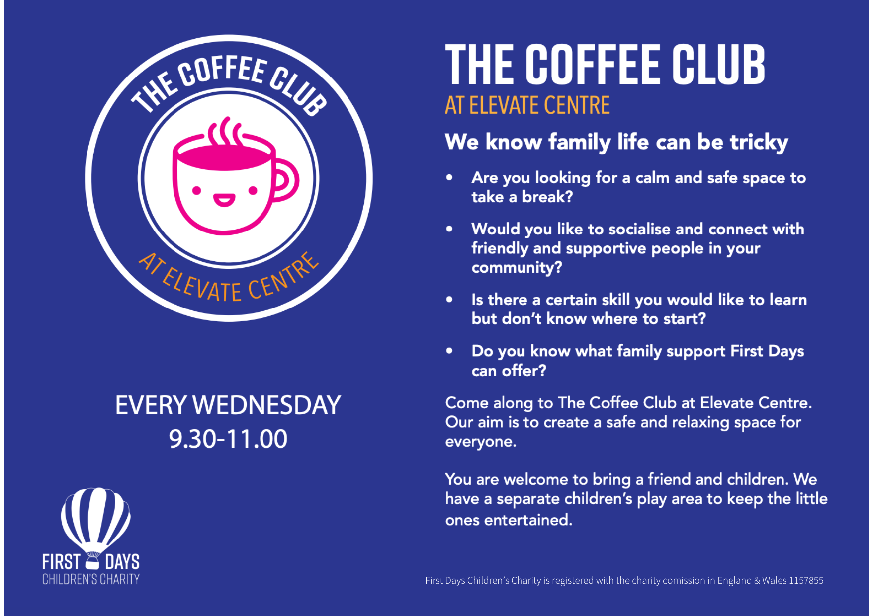 First Days Children’s Charity – Coffee Club – Emmbrook Junior School